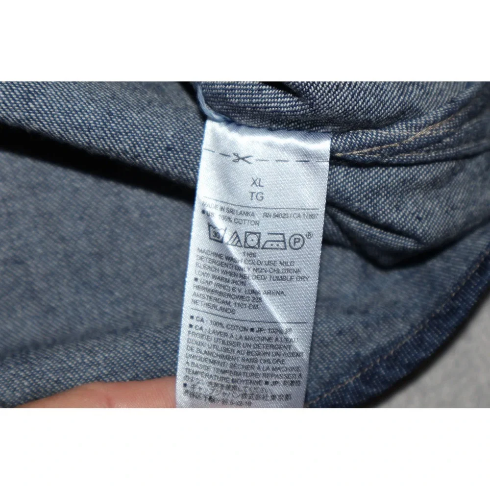 Banana Republic Denim Shirt Mens XL Blue Jean Short Sleeve Utility Workwear